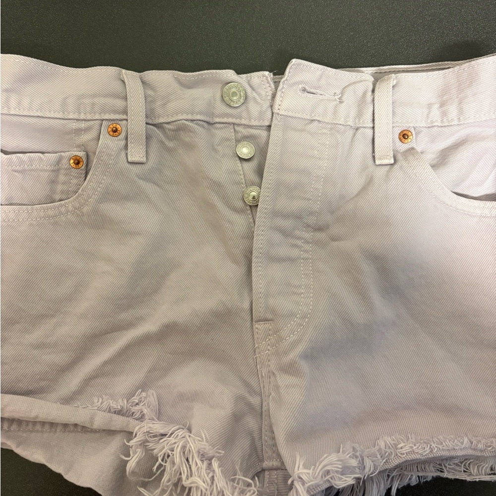 Levi's White Frayed Jean Shorts